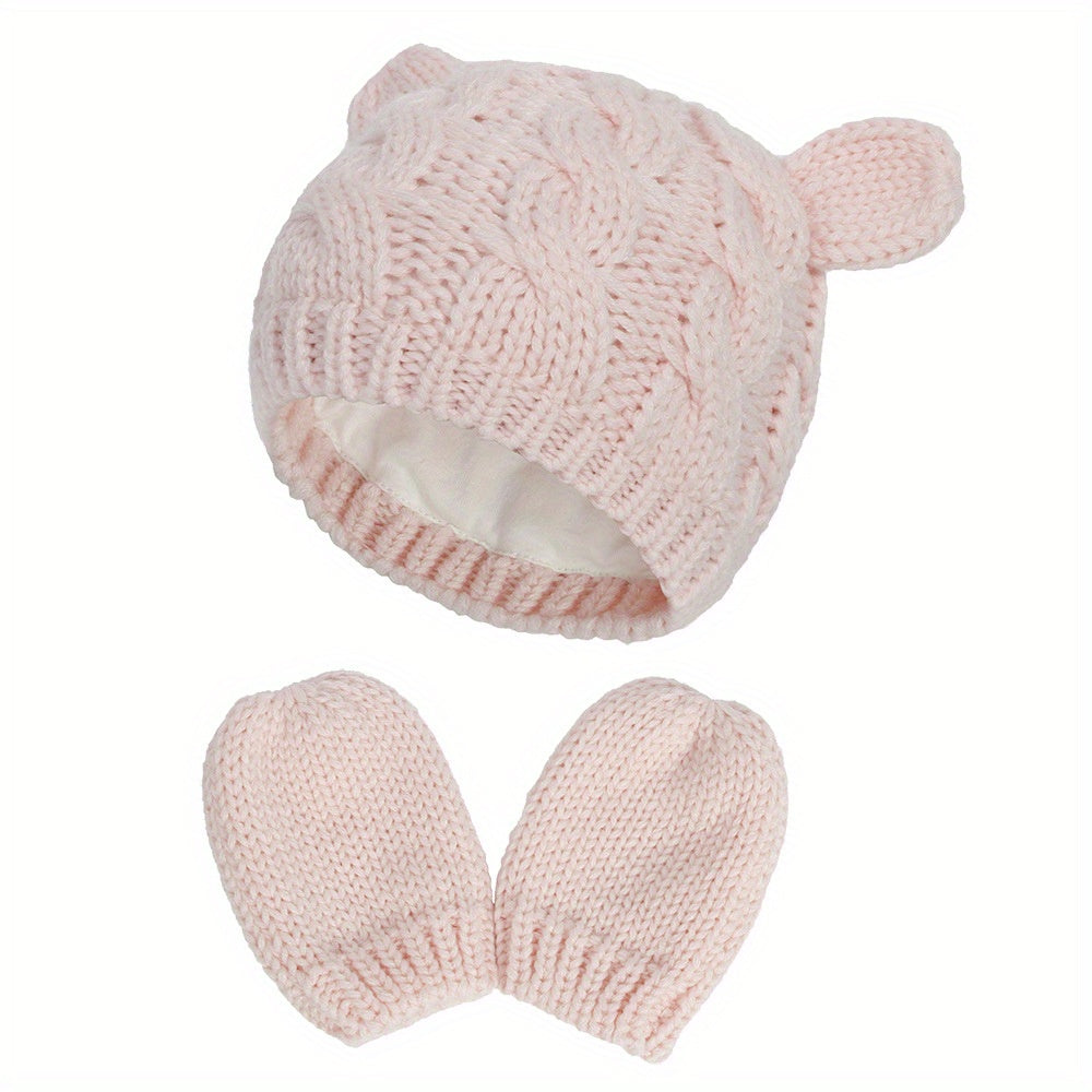 Baby Hat Knitted Hat & Gloves Set for Boys and Girls