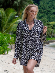 Lapel Button Front Beach Cover Up Shirt Long Sleeve Soft Sun Protection