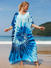 Boho Cover Up Dress Women's Plus Tie Dye V Neck Cover Up Dress