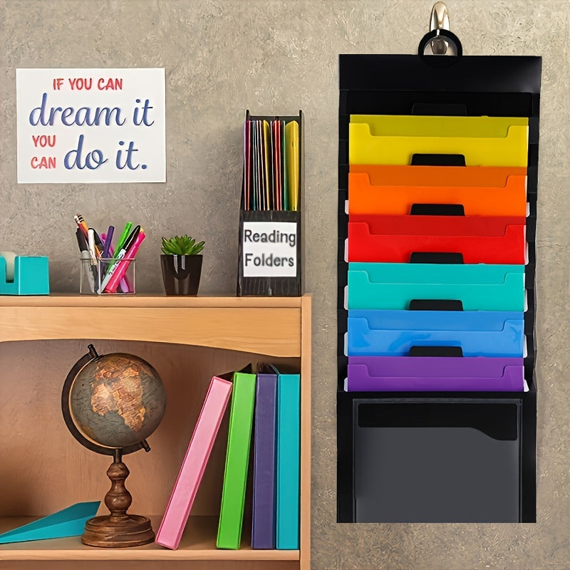 Wall Hanging File Organizer with 6 Removable Poly Hanging File Folders