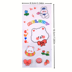 1pc Cartoon Bear And Rabbit Planner Sticker Waterproof Decorative Sticker