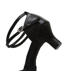 Sequined Latin Dance Shoes with Ankle Straps & Kitten Heels
