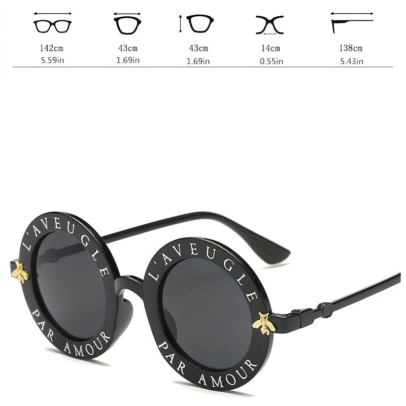 Round Frame Small Bee Sunglasses Men's Mixed Decorate Glasses