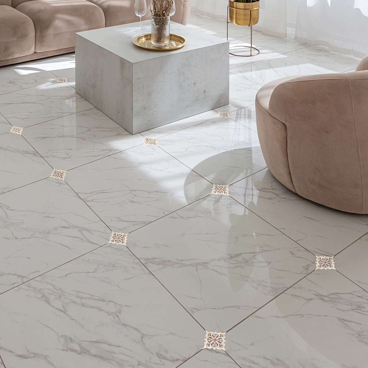 21 Moroccan Tile Line Stickers Waterproof Floor Decoration