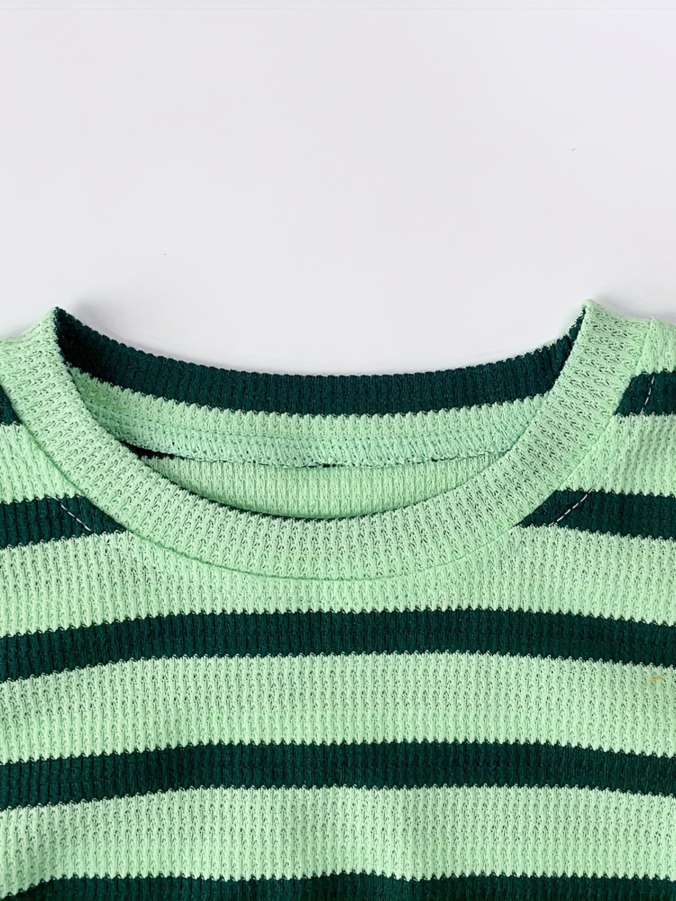 Toddler Girl's Cable Knit 2pcs Stripe Pattern T shirt & Ribbed Pants Set