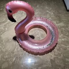 Inflatable Flamingo Pool Swimming Ring with Sequins