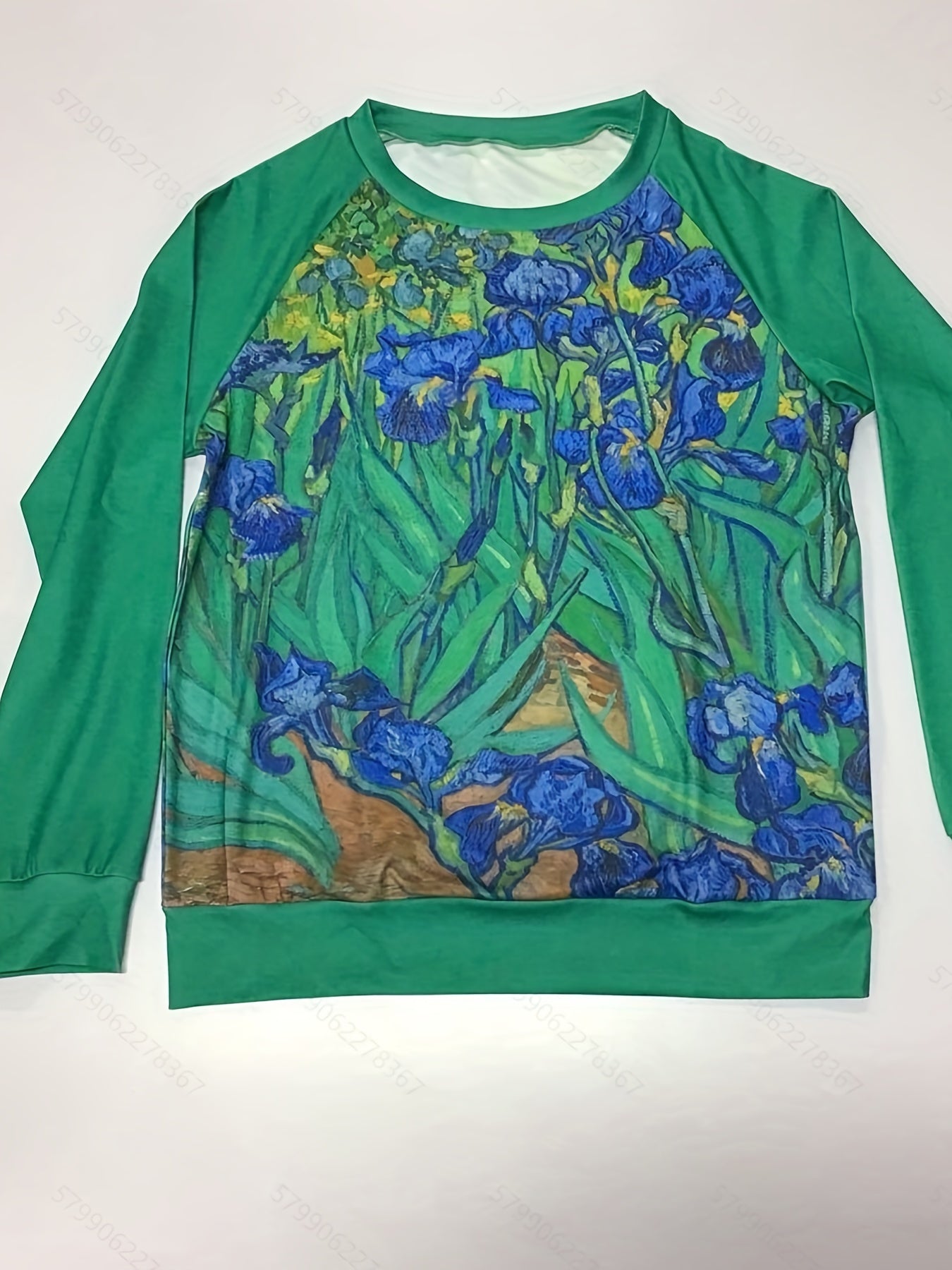 Floral Print Raglan Sweatshirt Long Sleeve Crew Neck Casual Fall Winter