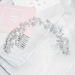 Butterfly & Pearl Hair Comb Bridal Wedding Headwear