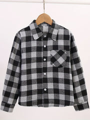 Boys Plaid Shirts Long Sleeve Tops Spring Fall Outwear Jacket