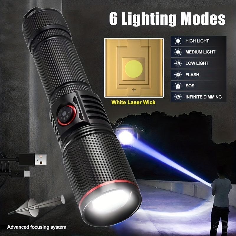 Rechargeable LED Flashlight 2000 Lumens 5 Modes Waterproof Camping Hiking