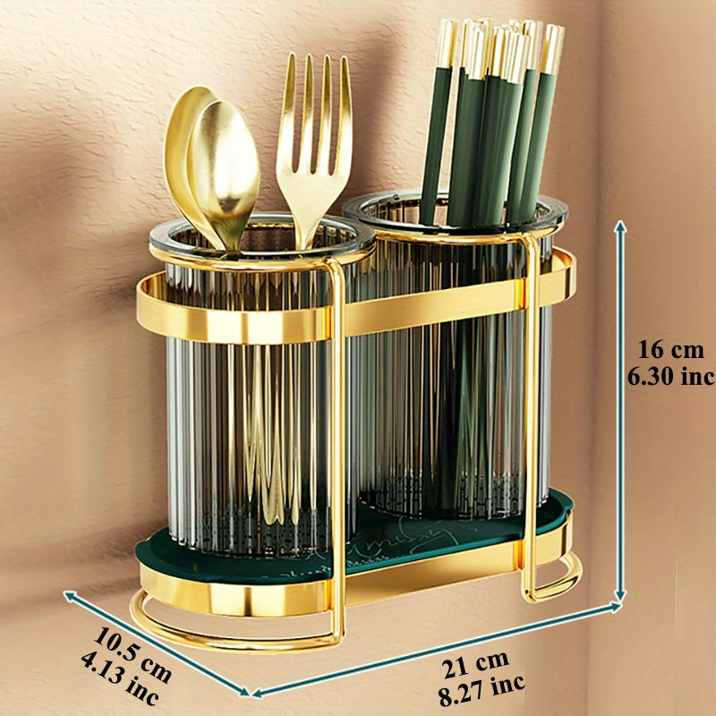 Kitchen Forks Chopsticks Holder Carbon Steel Wall Mount Countertop Storage Shelf