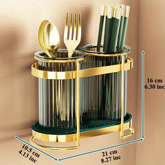 Kitchen Forks Chopsticks Holder Carbon Steel Wall Mount Countertop Storage Shelf
