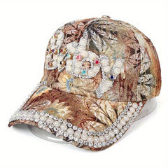Rhinestone BABY Patch Baseball Cap Flower Embroidery Sun Hat