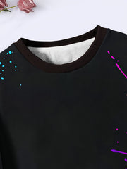 Tie Dye Graffiti Print Crew Neck Sweatshirt Long Sleeve Pullover for Sports