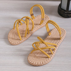 Women's Cross Strap Sandals Flat Lightweight Beach Sandals