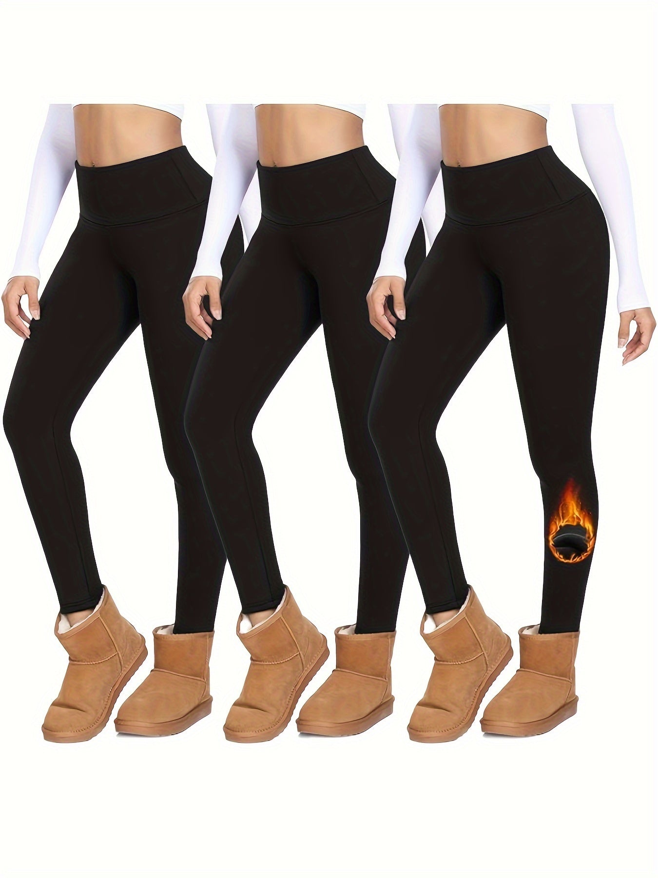 Fleece Lined High Waist Yoga Workout Pants High Stretch Leggings