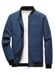 Men's Stand Collar Windbreaker Zip Up Jacket