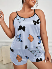 Butterfly Print Cami Top & Shorts Pajamas Set