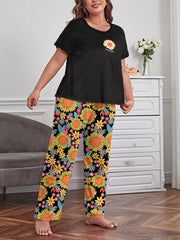 Sunflower Print Tee & Pants PJ Set
