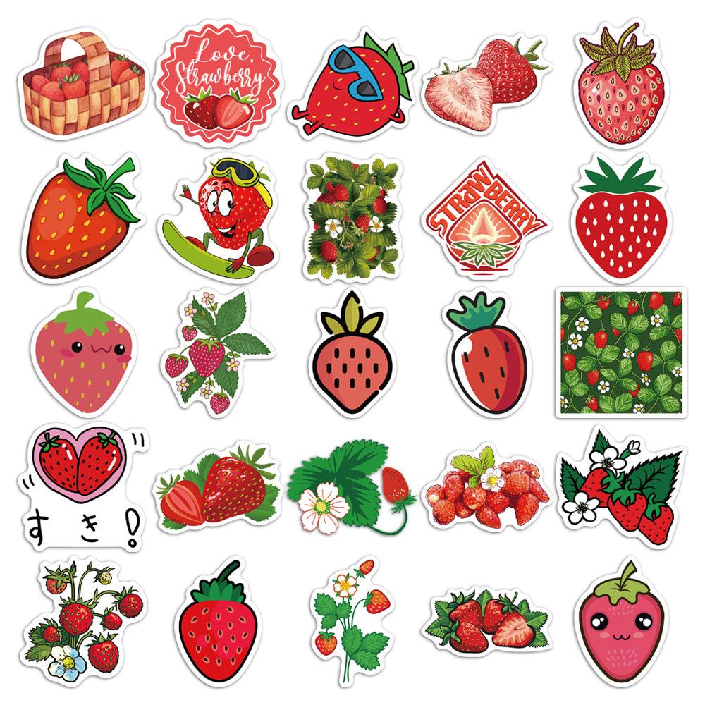 50pcs Cute Strawberry Doodle Sticker Pack