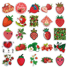 50pcs Cute Strawberry Doodle Sticker Pack
