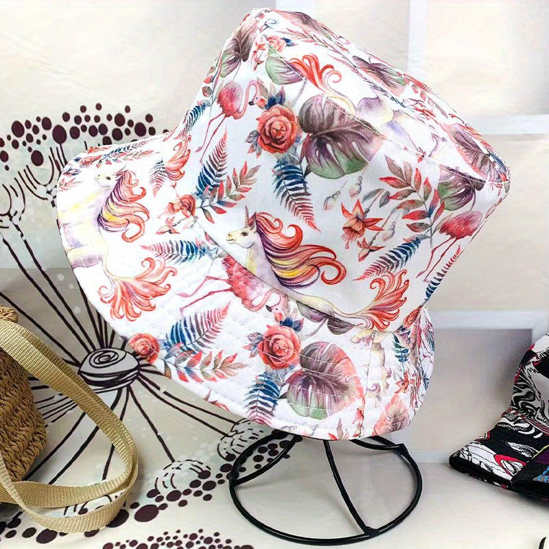 Letter Glasses Graffiti Foldable Bucket Hat for Men Women