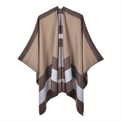 Striped Shawl Wrap Warm Cape Thick Cardigan Blanket Scarf For Women
