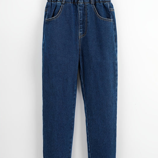 Girls Fit Jeans Solid Elastic Waist Pants Kids Clothes