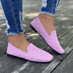 Women's Geometric Braided Flat Shoes Slip On Soft Sole Casual Outdoor Shoes