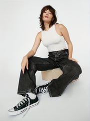 High Waist Straight Jeans Loose Fit Street Style Baggy Denim Pants
