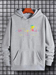 'Feeling Of Heart' Print Hoodie Hoodies For Men Men's Casual Pullover Hooded Swe
