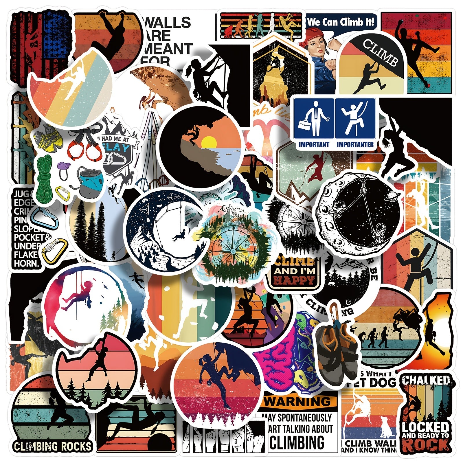 60pcs Climbing Stickers Extreme Sports Rock Climbing Stickers