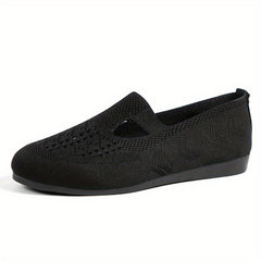 Women's Cut out Flat Shoes Knitted Slip On Low Top Casual Walking Flats