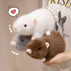 Soft Plush Mouse Toy Realistic Stuffed Animal with Brown & Olive Green Stripes