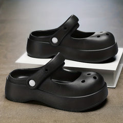 Women's Hollow Out Clogs Closed Toe Slip On Shoes Casual Solid Shoes