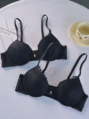 2pcs Lace Push Up Bras Front Buckle Women's Lingerie