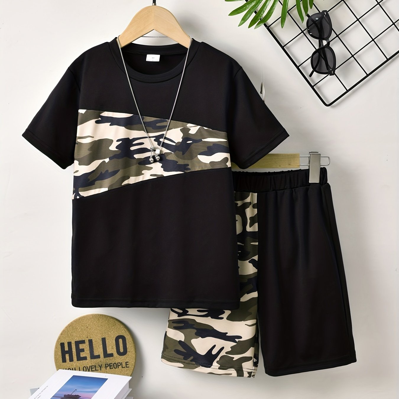 Boys Camouflage Casual Outfit T shirt & Shorts Kids Summer Clothes Sets