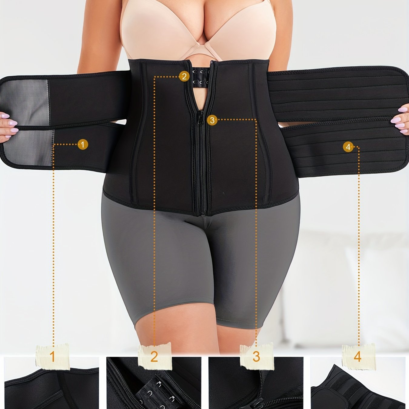 2 Pack Plus Size Sports Shapewear Set Women's Plus Tummy Control Waist Belt