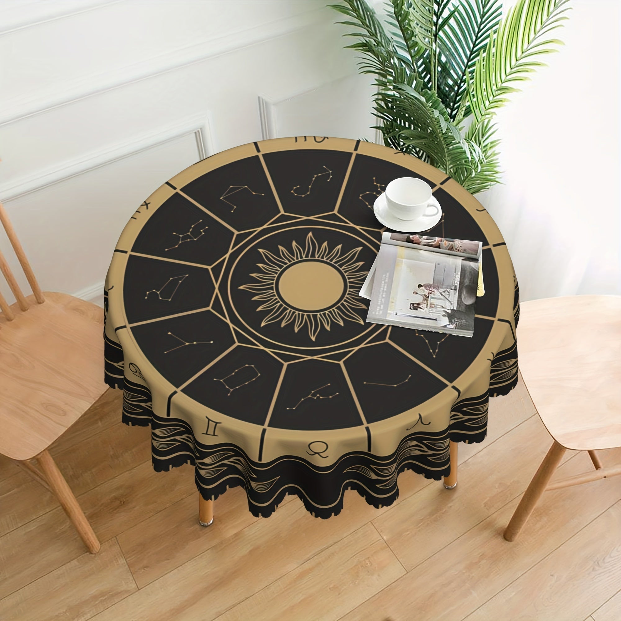 Horoscope Pattern Tarot Tablecloth Waterproof Stain Circle Table Game Cover