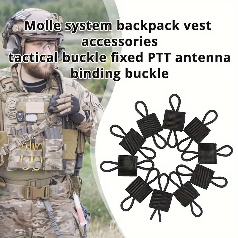 10pcs Outdoor Nylon Elastic Molle Ribbon Buckle Backpack Binding Buckle
