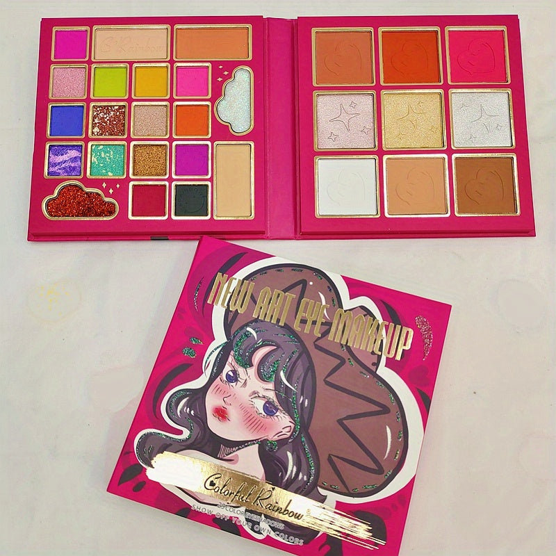 29-Color High Gloss & Matte Eyeshadow Palette with Blush Powder Set