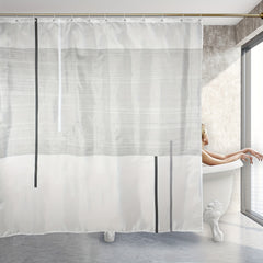 4 Piece Abstract Shower Curtain Set with Non Slip Mat, Lid Cover & 12 Hooks
