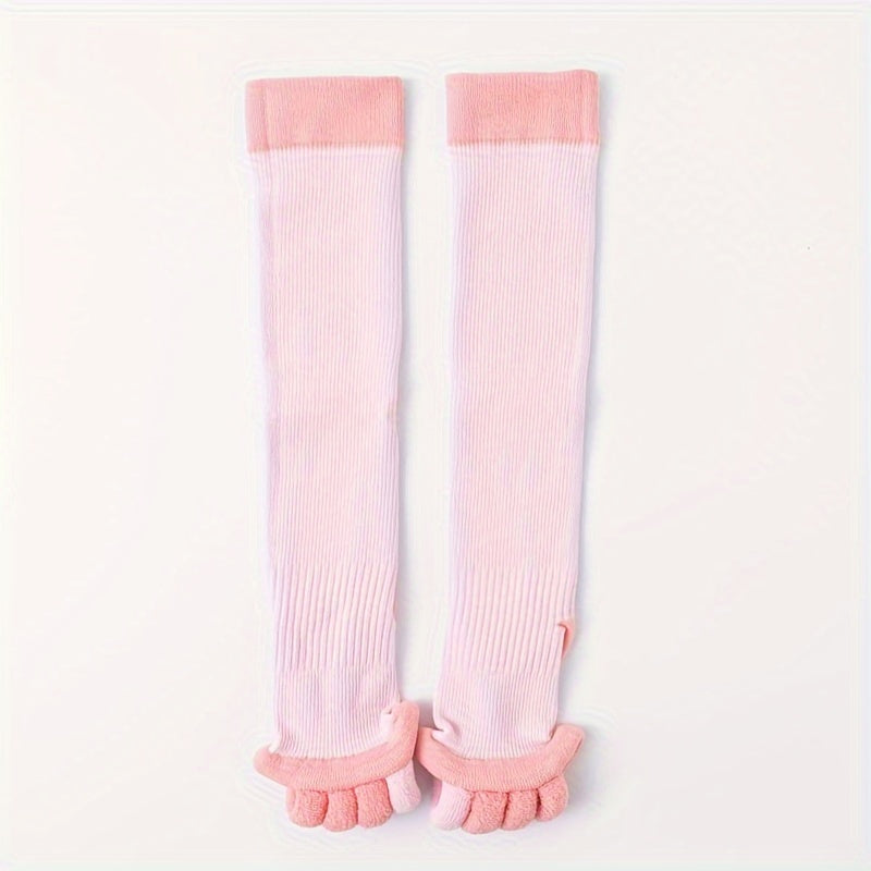Toeless Knee High Yoga Socks Non-slip Thermal Calf Socks With Grips