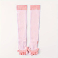Toeless Knee High Yoga Socks Non-slip Thermal Calf Socks With Grips