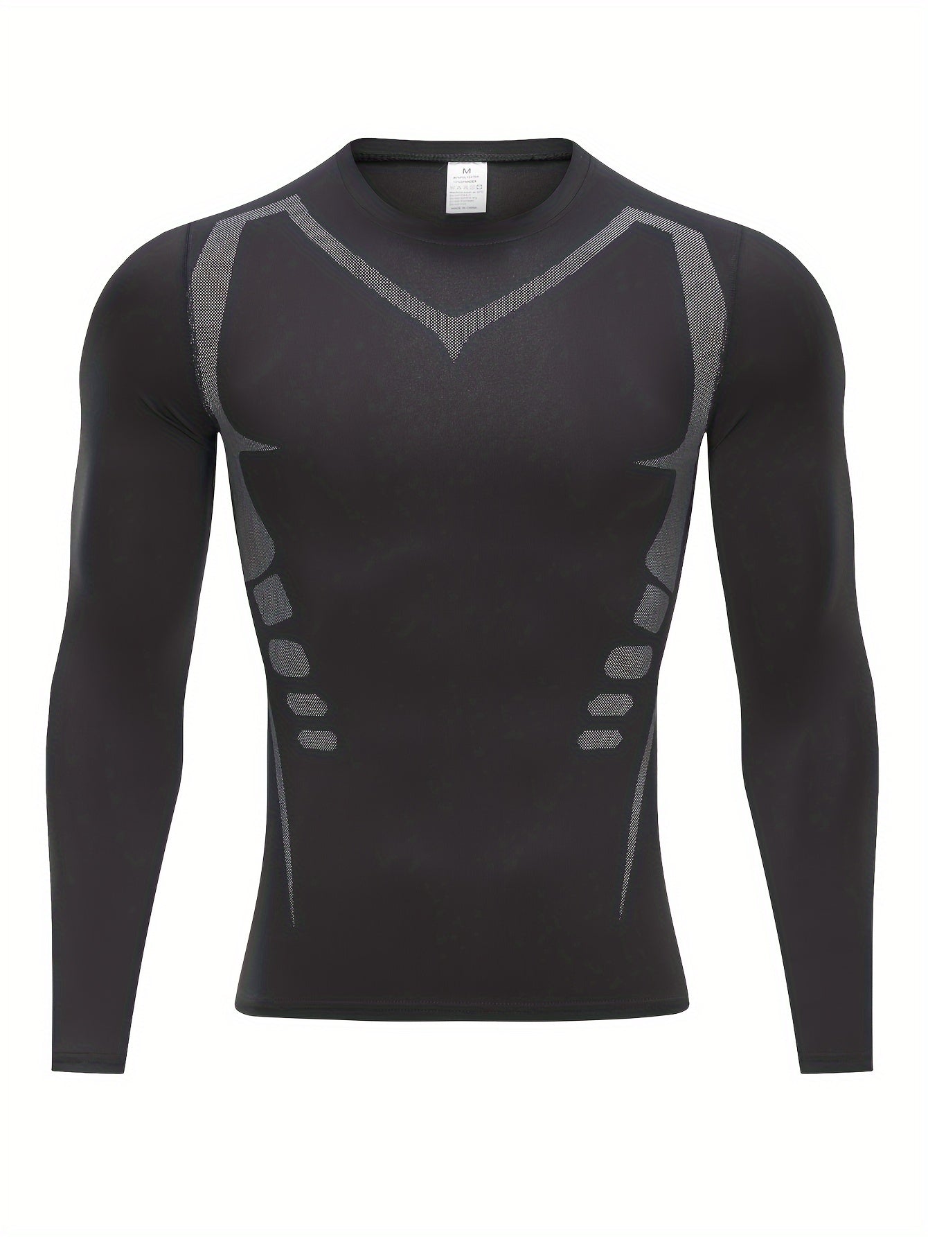 Men's Geometric Compression Shirt for Outdoor Fitness