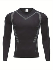 Men's Geometric Compression Shirt for Outdoor Fitness