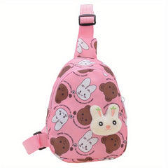 Kids Cartoon Rabbit Bear Chest Bag Casual Nylon Crossbody Bag for Girls