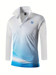 Men's Stretch Lapel Long Sleeve Polo Shirt