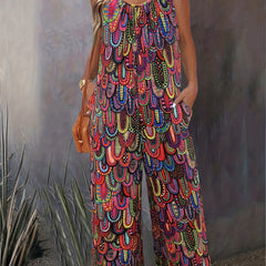Paisley Print Cami Jumpsuit Wide Leg