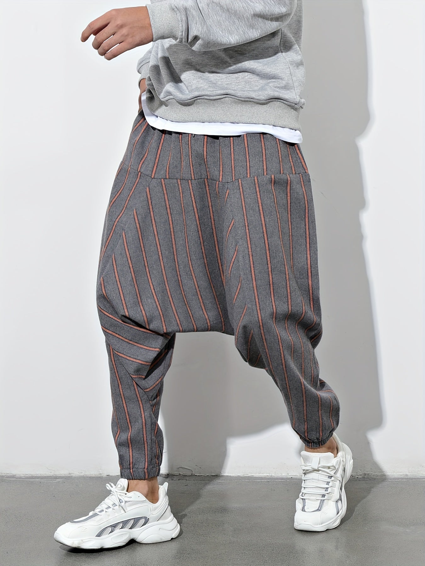 Striped Harem Pants Loose Fit Casual Baggy Trousers